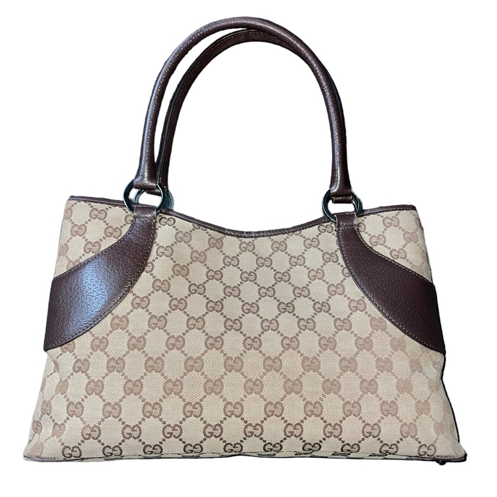 Authentic Gucci Vintage GG Monogram Brown Logo Shoulder Bag Tote EUC! - Picture 4 of 16